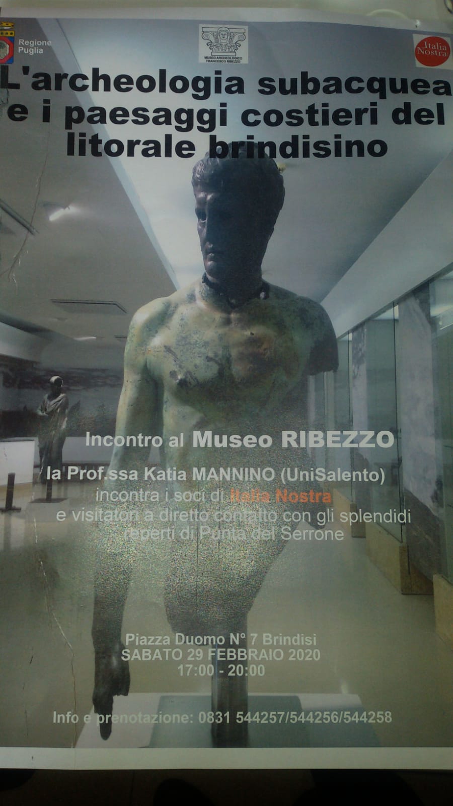 “L’archeologia subacquea e i paesaggi costieri del litorale brindisino” al Museo Ribezzo