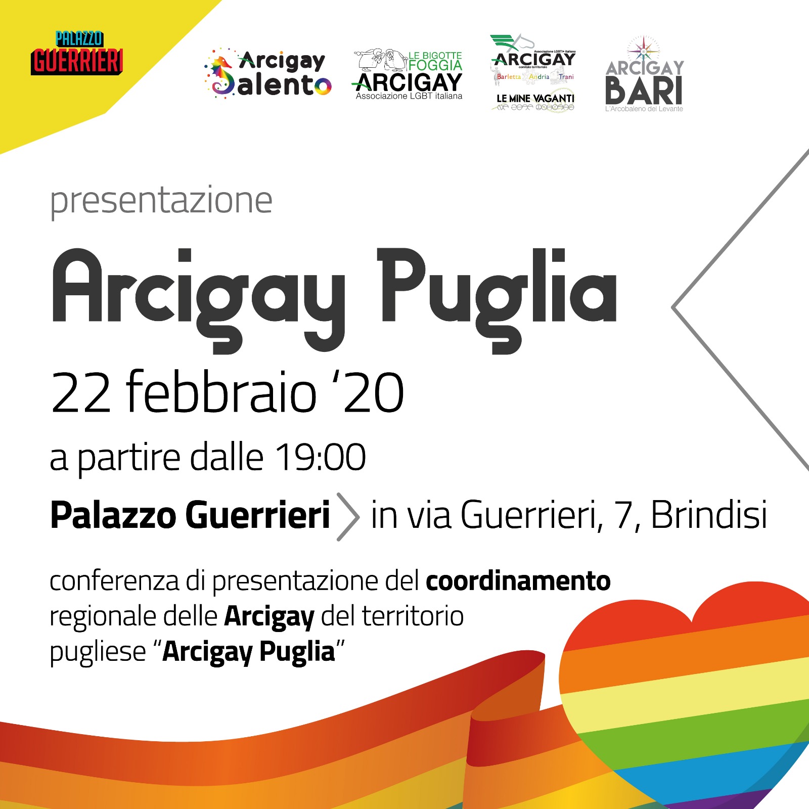 A Palazzo Guerrieri la presentazione di Arcigay Puglia