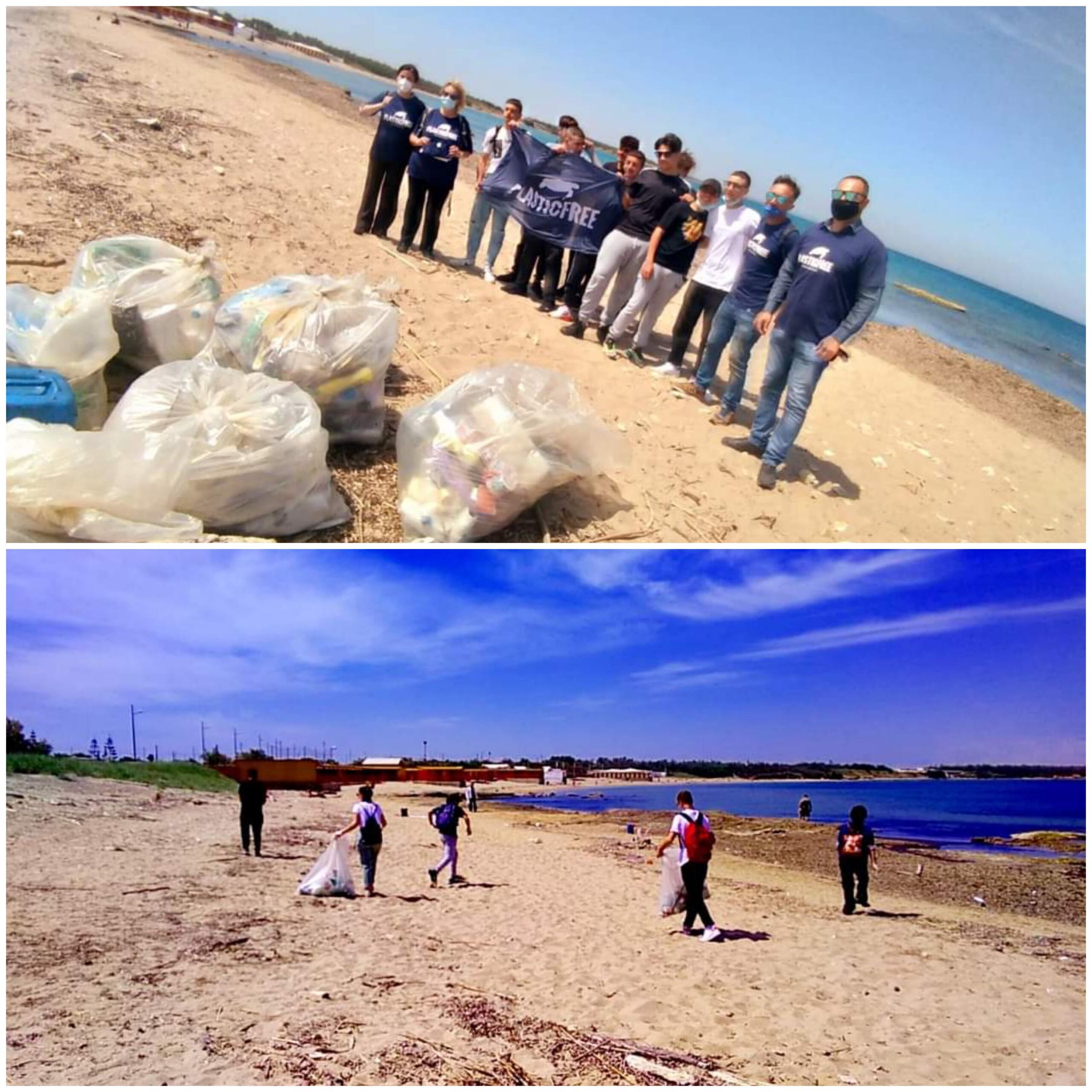 I ragazzi del Polo Messapia ripuliscono la spiaggia assieme a Plastic Free