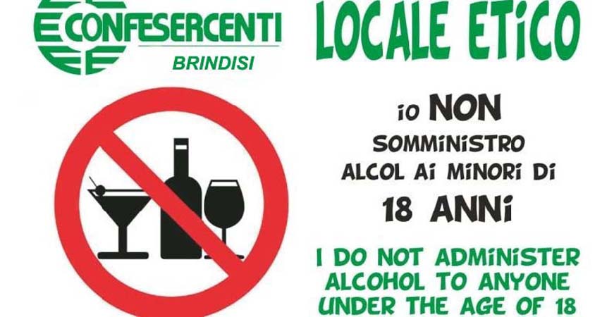 “Niente alcol ai minori”: ecco l’iniziativa di Confesercenti Brindisi rivolta ai locali della movida